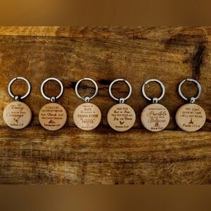 6 piece Christian Bible Verse Keychain Lot
